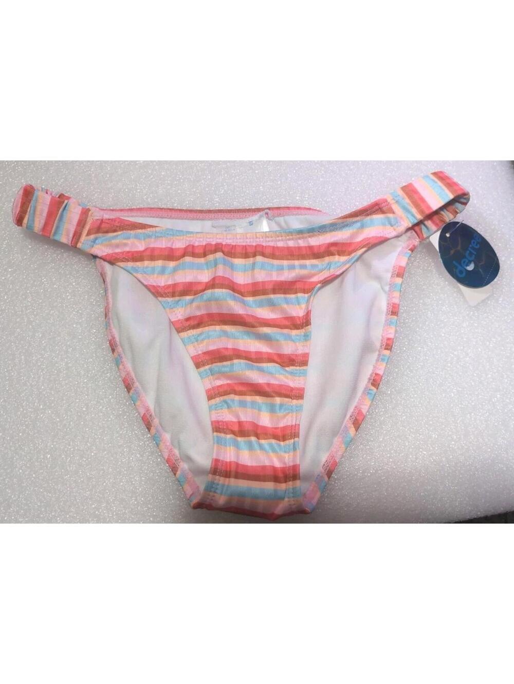 Decree Cheeky Low Rise Sail Away Striped Retro Bikini Bottom Women's S(1329)